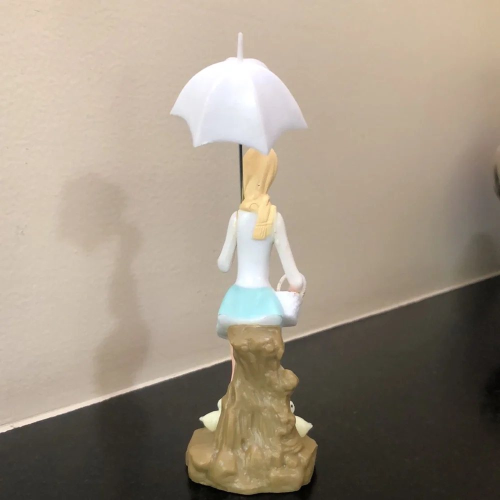 WILTON Cake Decoration Topper - Girl Umbrella & Ducks Figurine-Vintage 1973